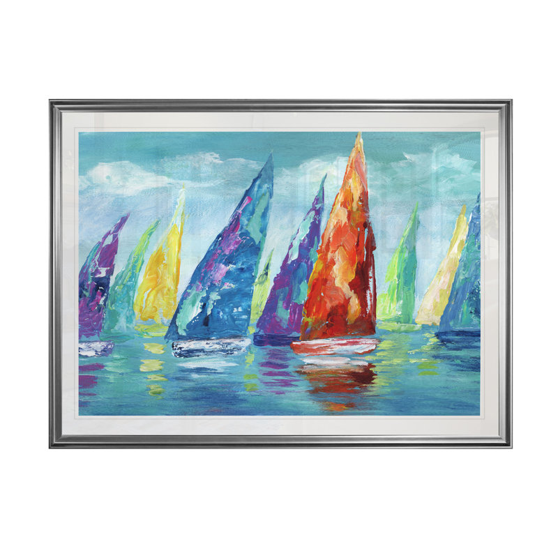 « fine day voilier ii », impression, H 20 po x l 24 po x P 1,5 po, Cadre argenté