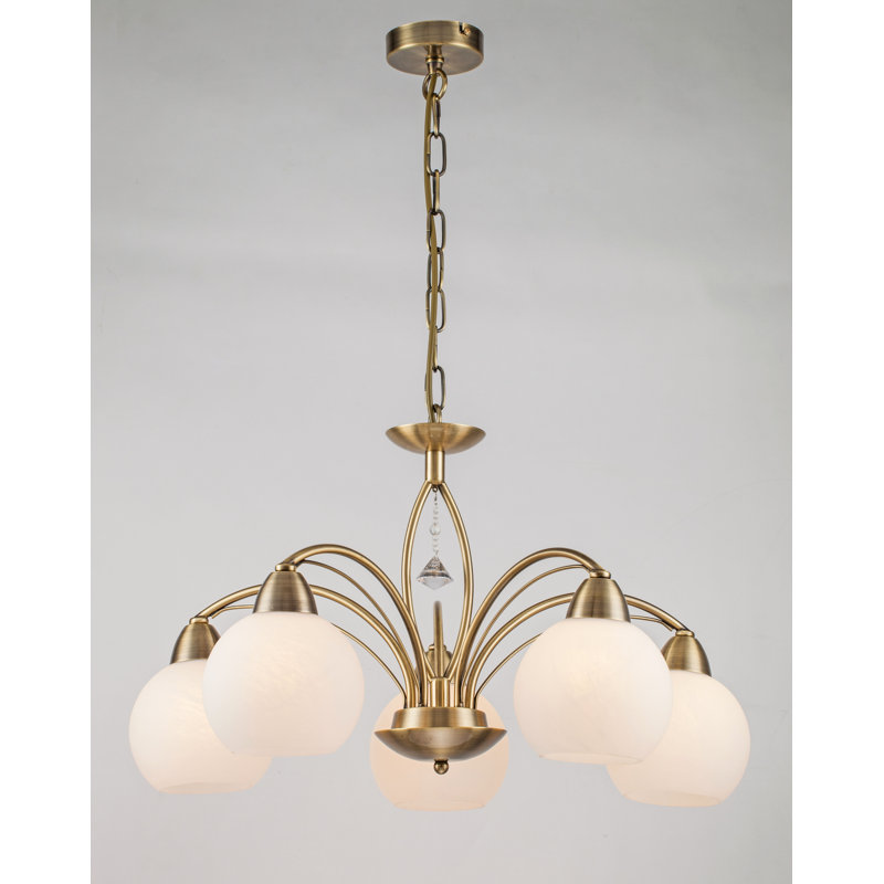 Isabella 5 - Light Shaded Chandelier, Antique Brass