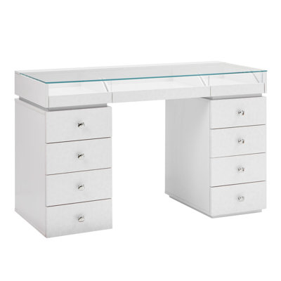 Bureau de coiffeuse en verre avec comptoir à 4 tiroirs Jesleen Slay Station Pro 2.0