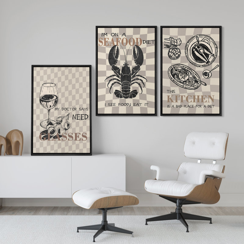 Art mural de cuisine, ensemble de cuisine moderne, décor de cuisine, Noir, H 24 po x l 16 po
