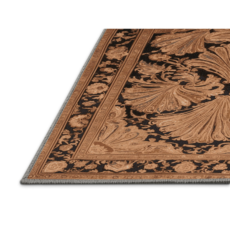 Tapis brun français lavable à la machine, Rond 5 pi
