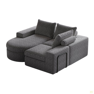 99-Inch Chenille Cloud Curved Sectional Sofa With Chaise, L-Shaped Modern Boneless Couch With Deep Seats, Chenille Sectional Sofa For Living Room And Bedroom, No Assembly Required