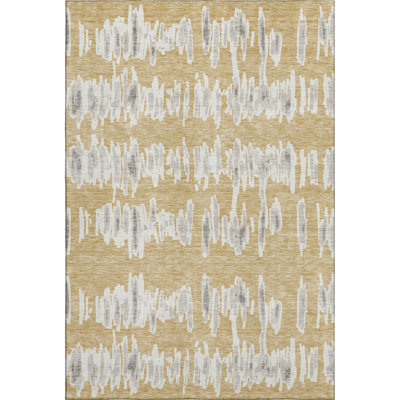 Premium Machine Washable Prisco Gold Rug