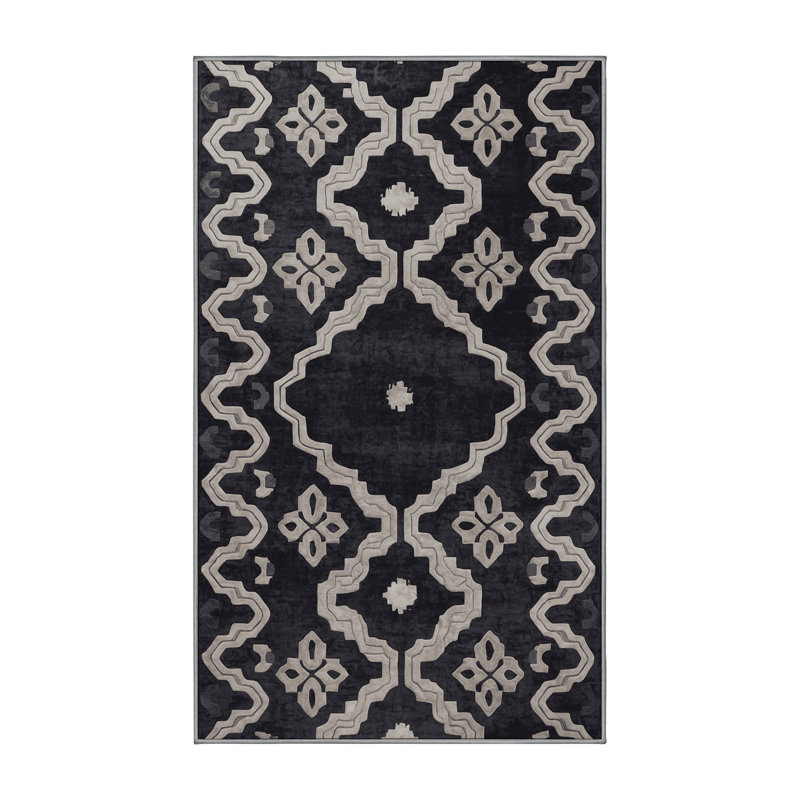Chenille Washable Abstract Indoor Rug, Runner 2' x 5'
