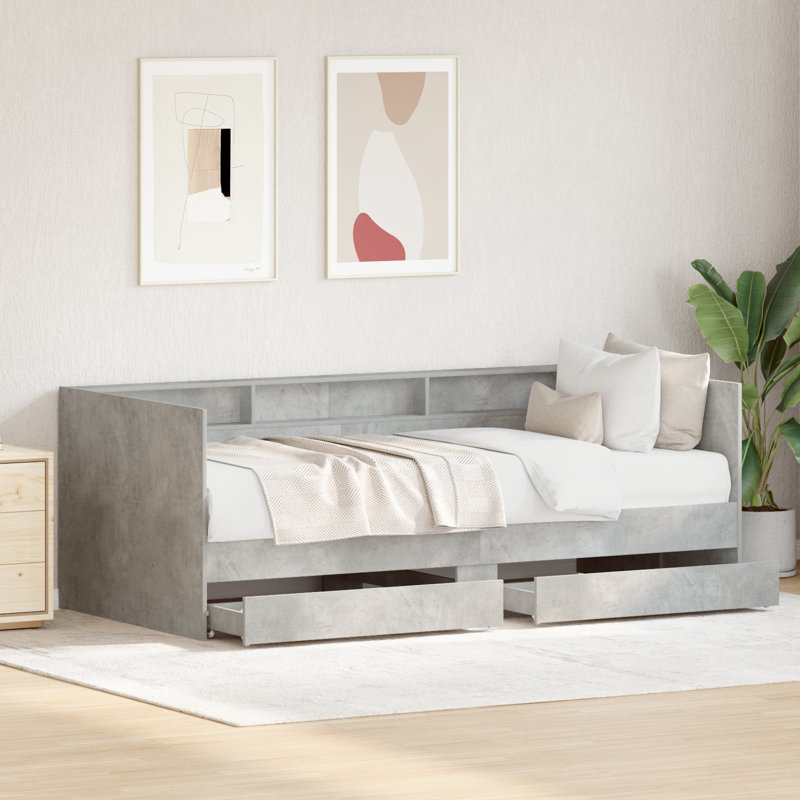 Daybed With Drawers Engineered Wood Sturdy, Black, European Single (90 x 200 cm)
