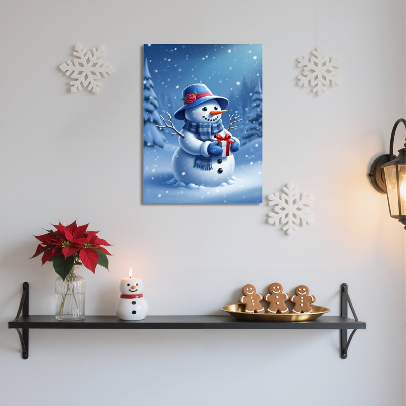 «Snowman Winter», art mural sur toile, H 18 po x l 12 po