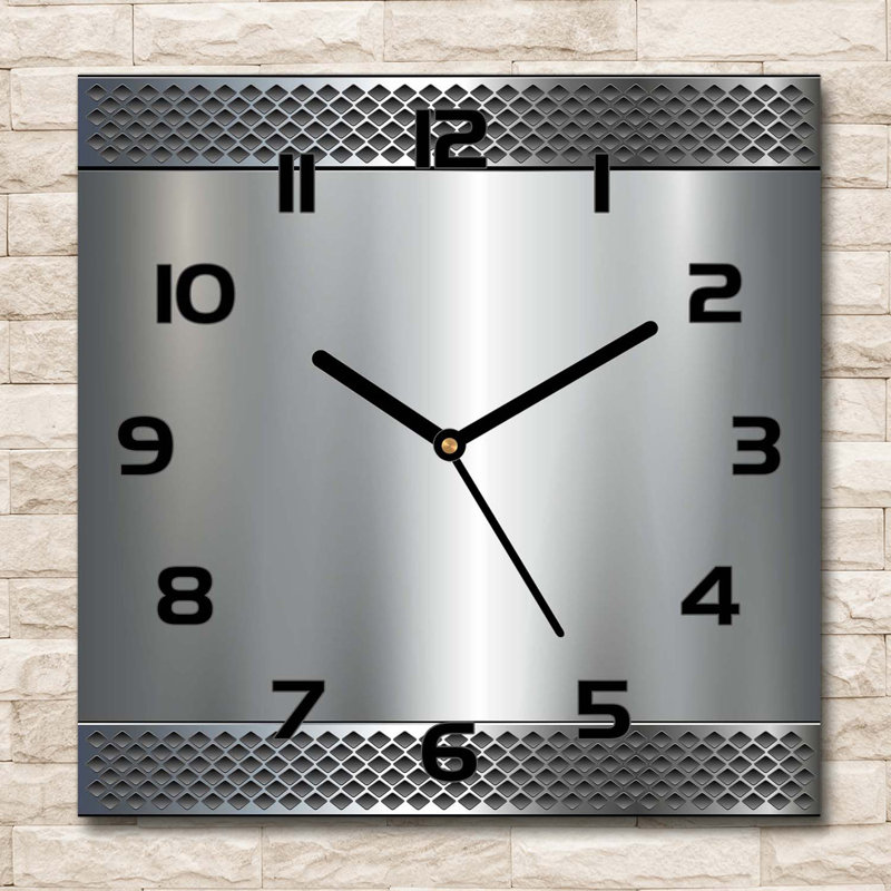 Ibraheim Glass Wall Clock, Black/Silver
