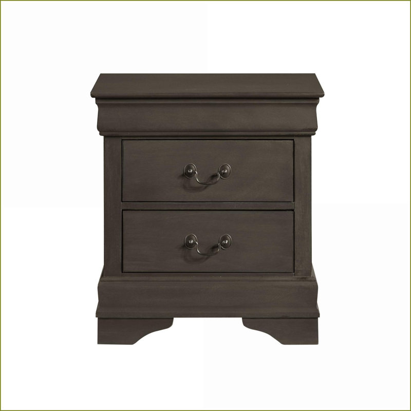 Table de chevet 2 tiroirs Traditional Louis Philippe, Gris