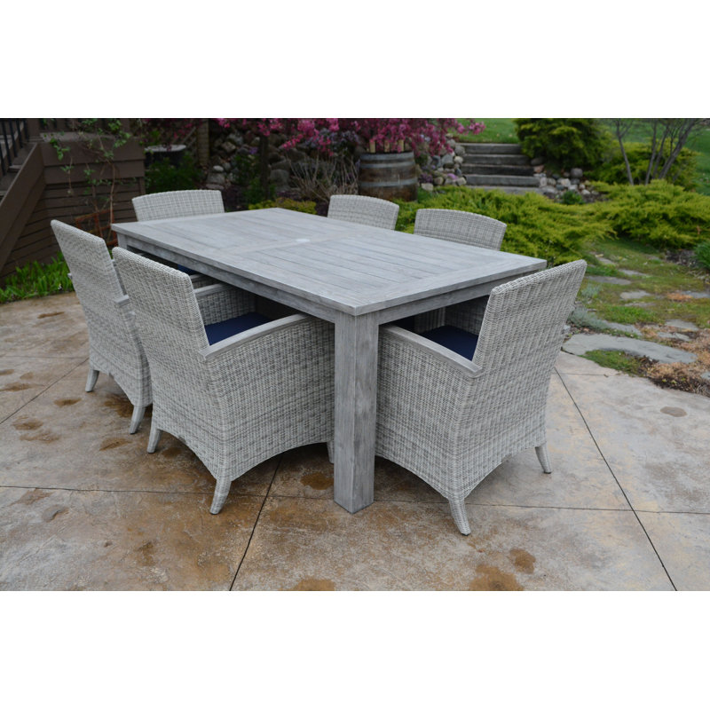Shelburne Weathered Teak Rectangle Dining Table, 30" H x 40" W x 74" L