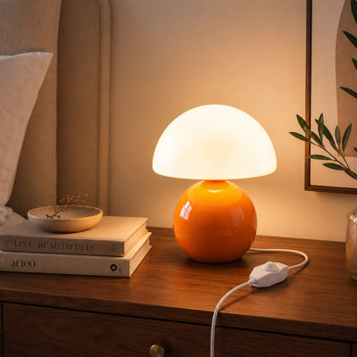 Lampe de table champignon 8,7 pouces avec abat-jour en verre