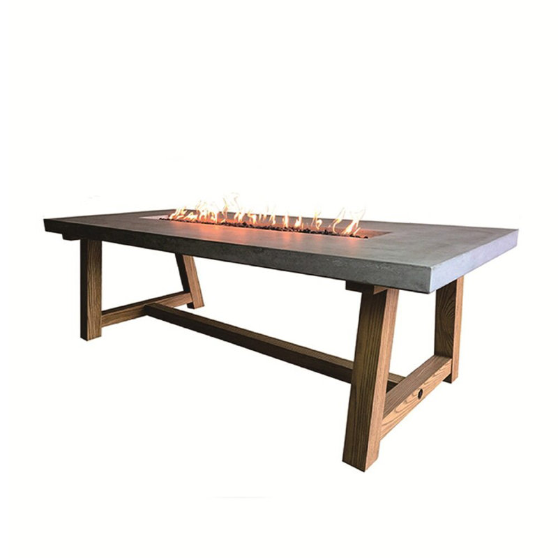 Rectangle Concrete Smokeless Fire Pit Table, Propane