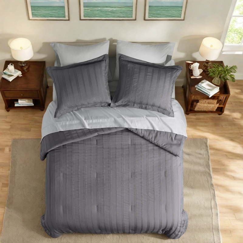 Piece Full Bedding Sets, Polyester Striped Modern Home Comfort