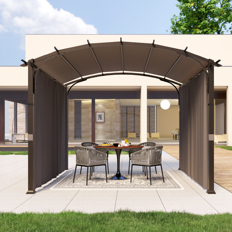 11 pi. L 11 pi. Pergola avec auvent, Brun