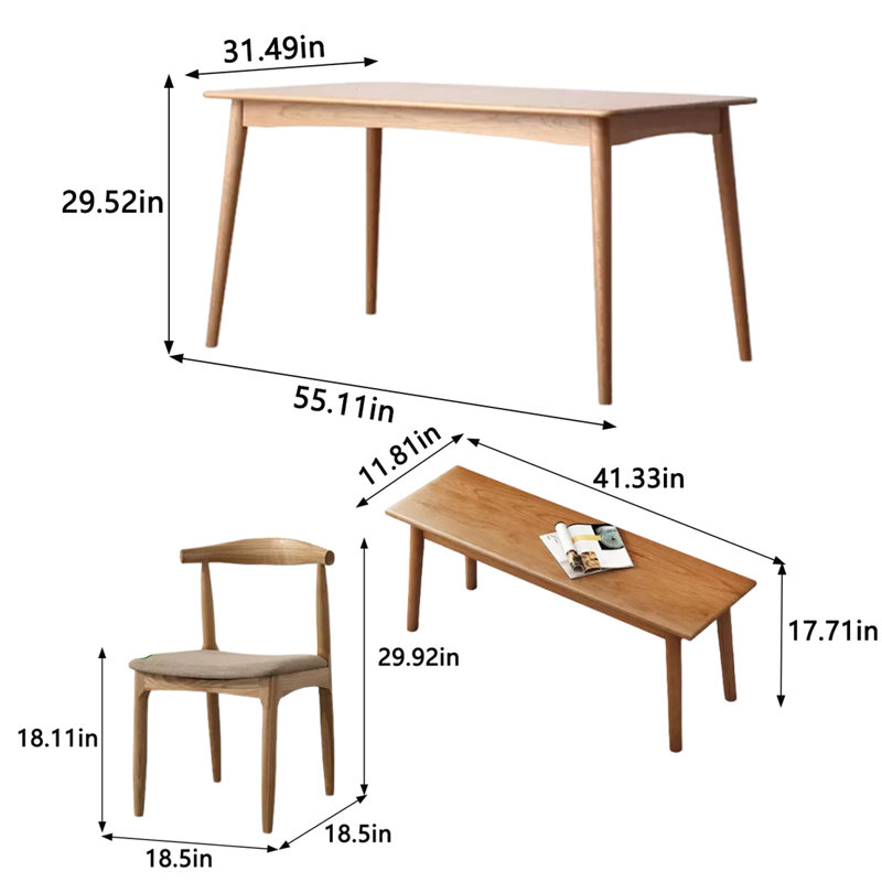 Table solid wood rectangle household simple
