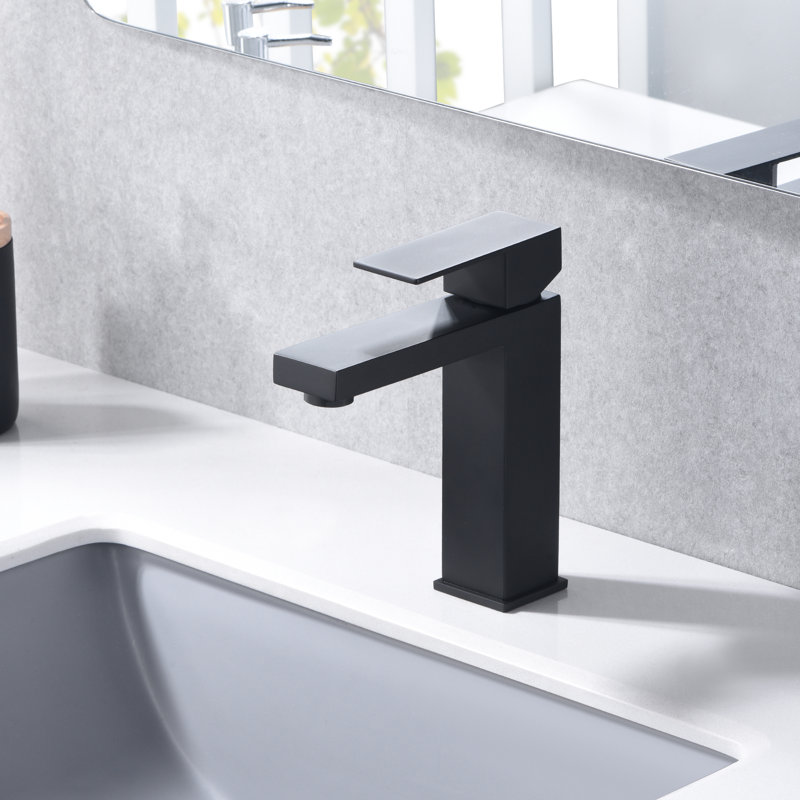 Sumerain Single Hole Bathroom Faucet, Deck Mount Single Hole Single Handle Vanity Faucet, Matte Black