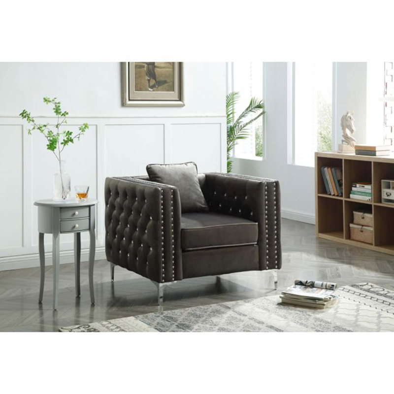 Chaise Paige Glory Furniture, Velours gris velours