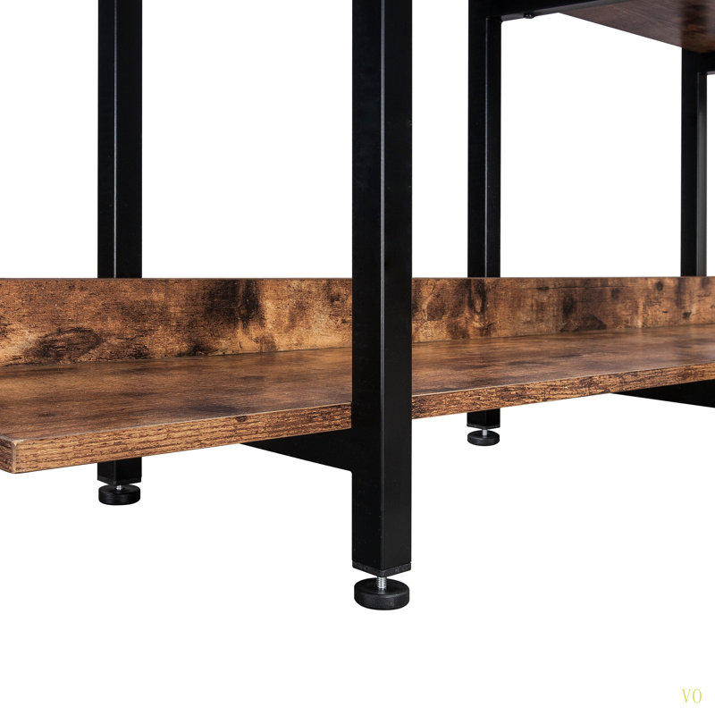 Bibliothèque à 5 niveaux avec bureau ouvert, tablette de style industriel rétro avec structure en métal, Brun / Noir