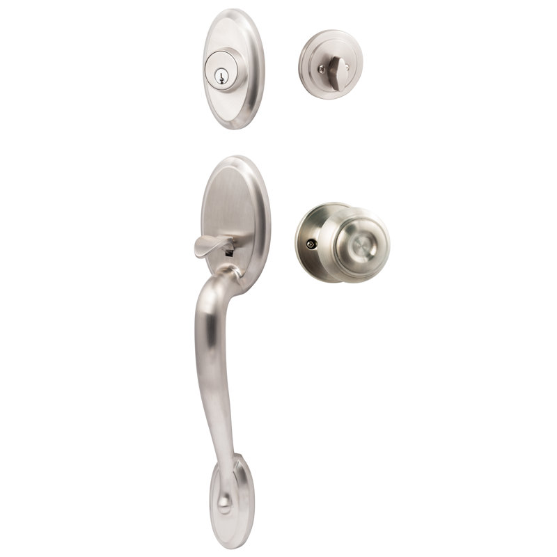 Ensemble de poignées Aspen, Nickel satiné, Réversible, Bouton Juniper