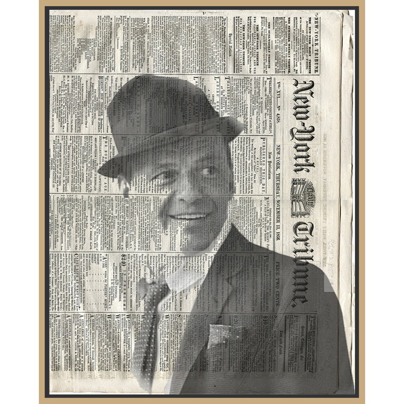 Sinatra - cadre flottant, impression sur toile, Cadre doré, H 42 po x l 32 po x P 2 po