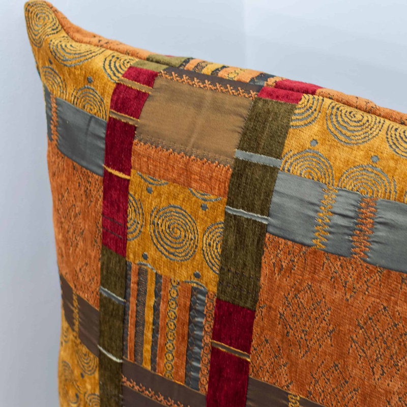 Moroccan Patchwork Cushion in Terracotta, 58x58cm, Feather filled