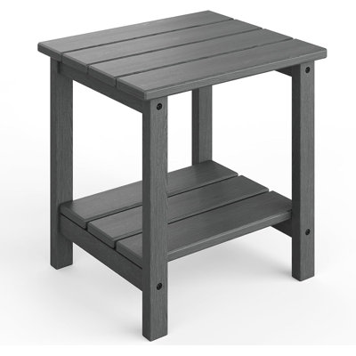 Outdoor Adirondack Side Table, HDPE 2-Tier Sturdy Patio End Table Weather Resistant for Adirondack Chair, Outdoor Square Side Tables for Patio, Poolsi by Ebern Designs