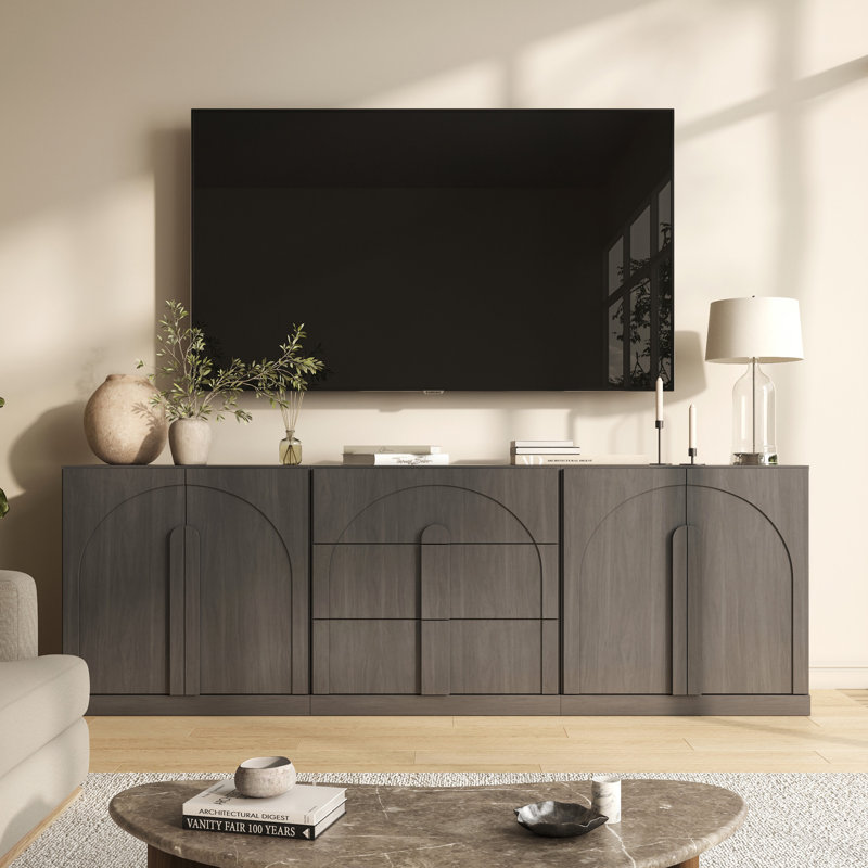 Ensemble de buffet modulaire 3 pièces avec 3 tiroirs, ébène, Bijou Ebony BBC