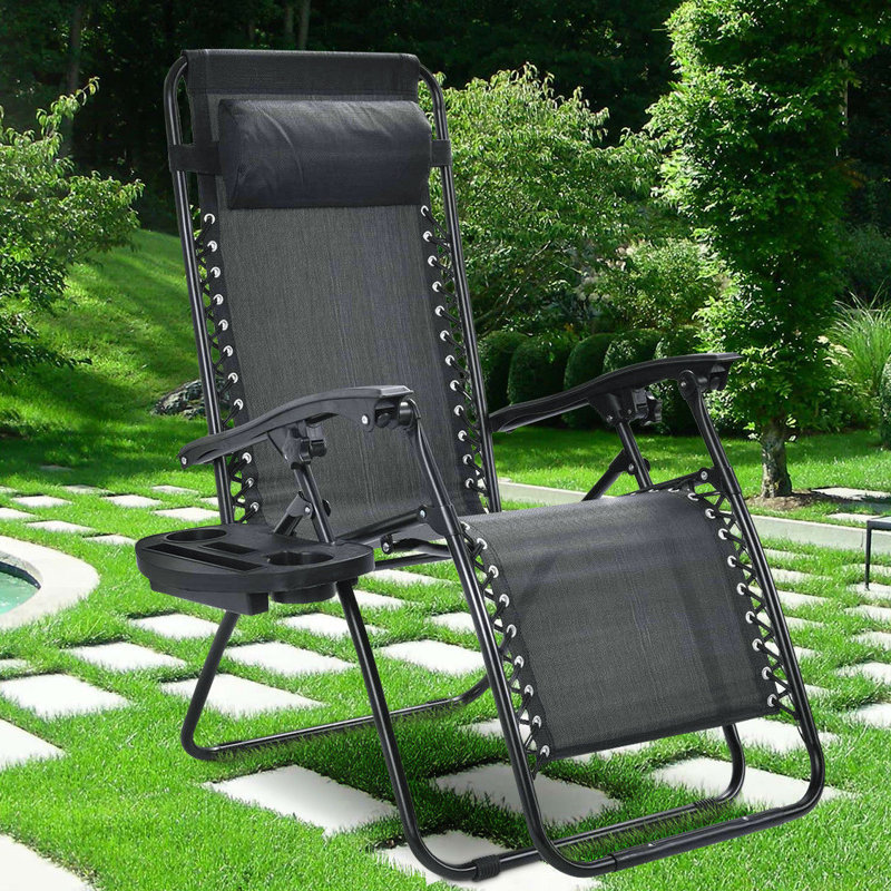 Romero Outdoor Metal Chaise Lounge Set, 1, Black
