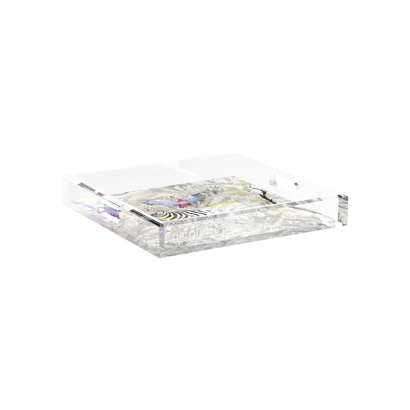 Arcadia Zebra Acrylic Square Decorative Tray, 12"W x 12"D x 2"H