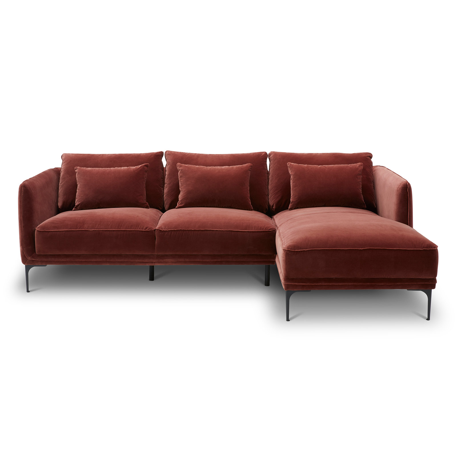 Rae 3 Piece Upholstered Living Room Set, Right Hand Facing, Falkirk Reddish Brown