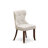 3 Piece Modern Dining Table Set Contains a Round Wooden Table with Pedestal and 2 Doeskin Linen Fabric Upholstered Chairs, 30x30 Inch, Mahogany-1388072690