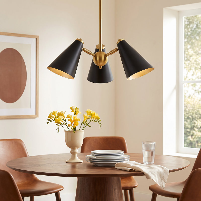 Avia 3 - Light Black/Brass Cone Pendant
