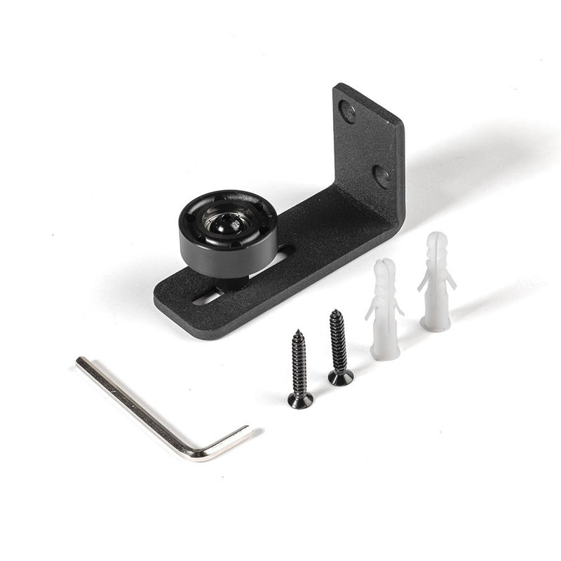 Guide de plancher de porte de grange murale réglable en acier 3-3 / 4 po pour portes de bois, Noir mat