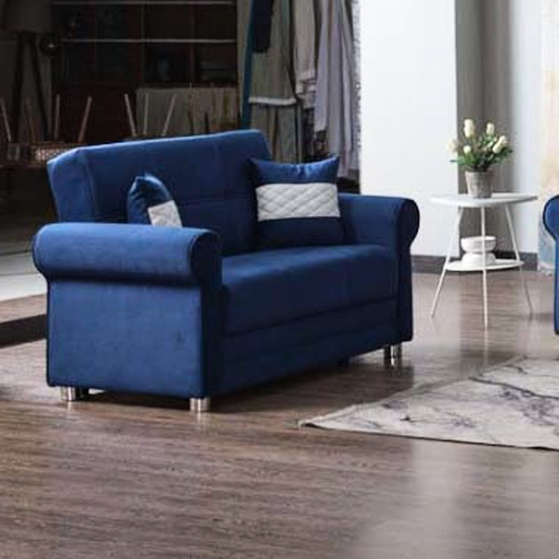 Collection avec lit bleu avec rangement - Polyvalent pour le salon, maison en microfibre artisanale, matériaux de qualité