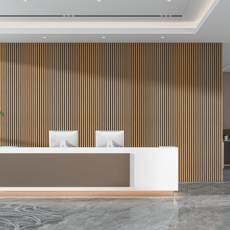 94" x 24" Acoustic Wood Wall Panels – Soundproof 3D Slat Design for Walls & Ceilings, Decorative Wooden Wall Covering, Walnut