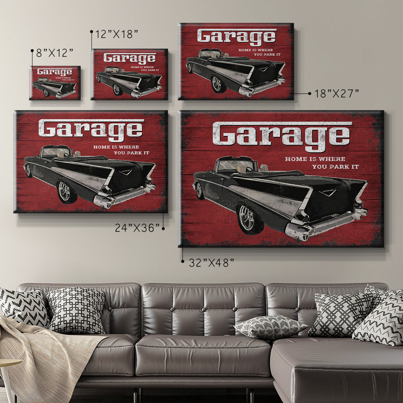 Toile tendue avec châssis The Garage Premium - prête à être accrochée, H 24 po x l 36 po