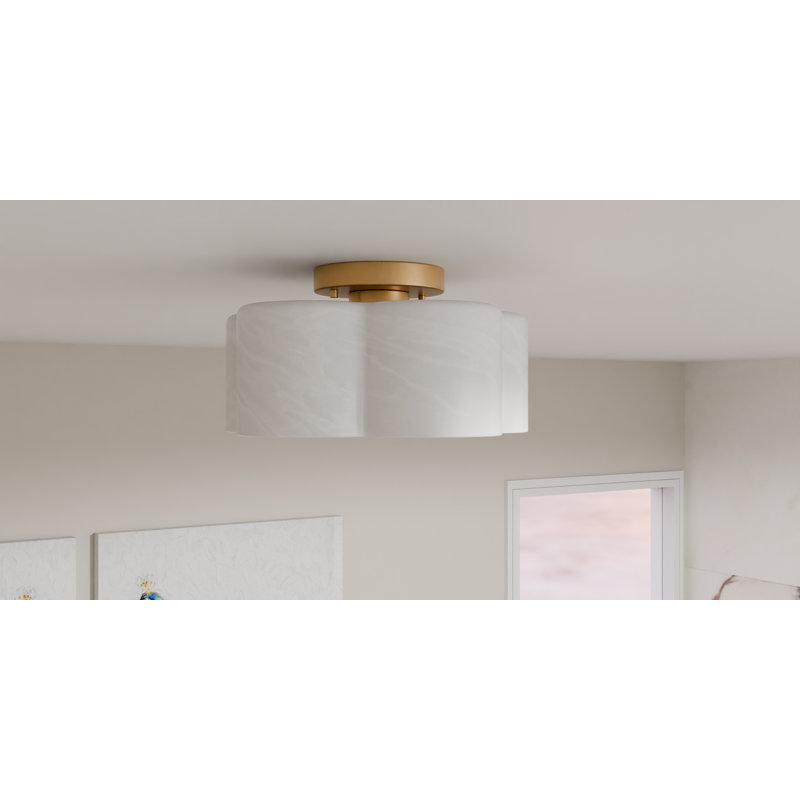Kaelon 1-Light Brushed Weathered Brass Semi-Flush Mount