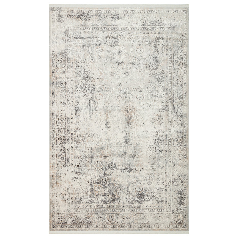 Luxurious Area Rug, 5.2 x 7.5 Feet, Cream & Grey | 100% Polyester, 0.4-Inch Pile Height | Machine Woven, 1718 g/m², 320,000 Thread Points | Easy Care: Vacuum & Spot Clean | Stylish Addition to Modern Living Spaces