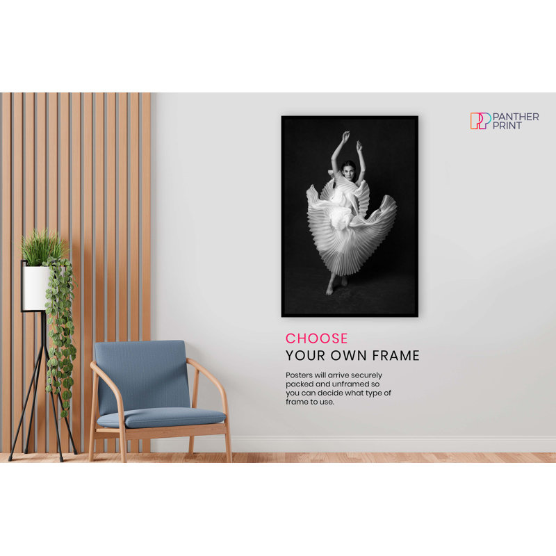Dancing Woman In Swan Dress - No Frame Print, 31cm H x 20cm W x 0.5cm D