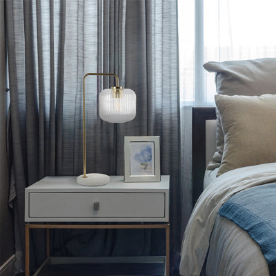 Haven Clear Glass Table Lamp, Button Control