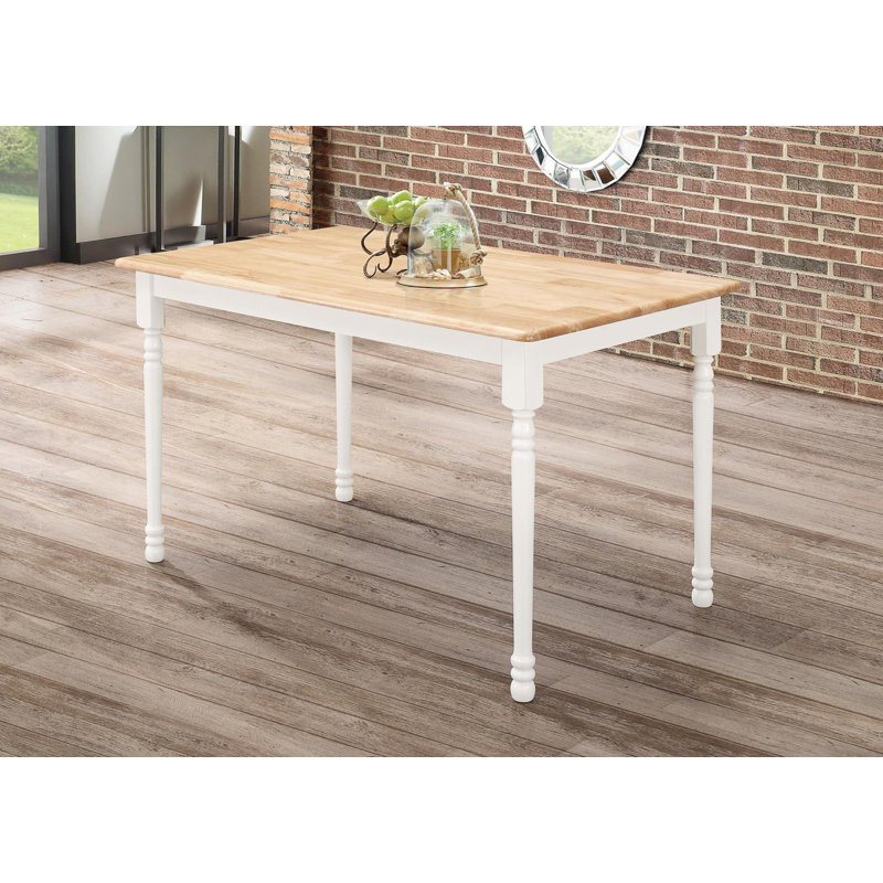Solid Wood Rectangular Dining Table in White and Brown