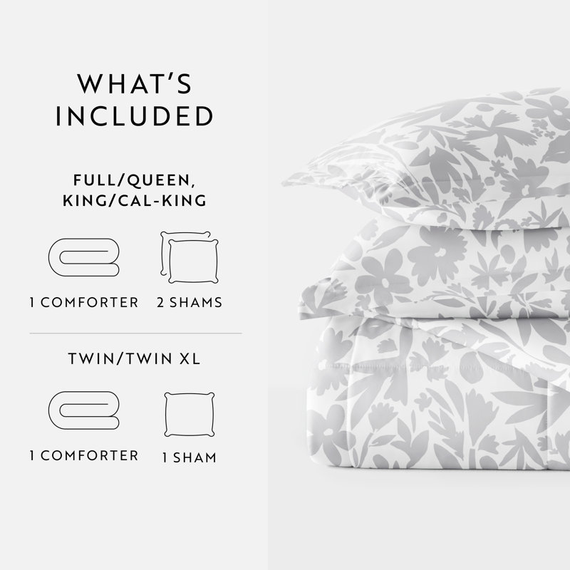 Comforter Set Patterned Microfiber All Season Down-Alternative Ultra Soft Bedding in Abstract Garden