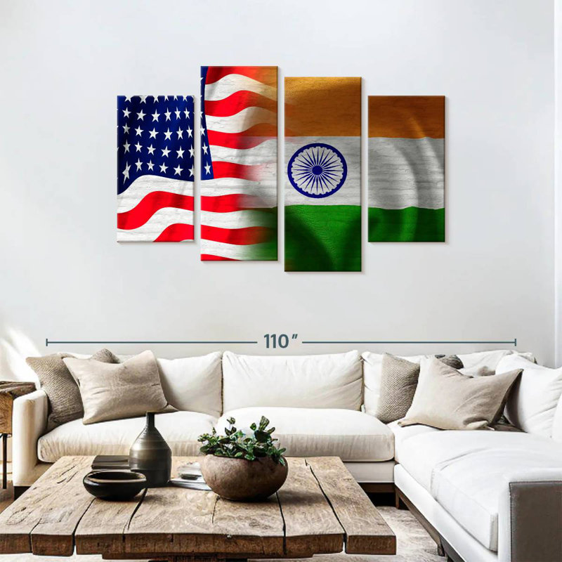 Drapeau de Borges, Inde et États-Unis, H 48 po x l 75 po
