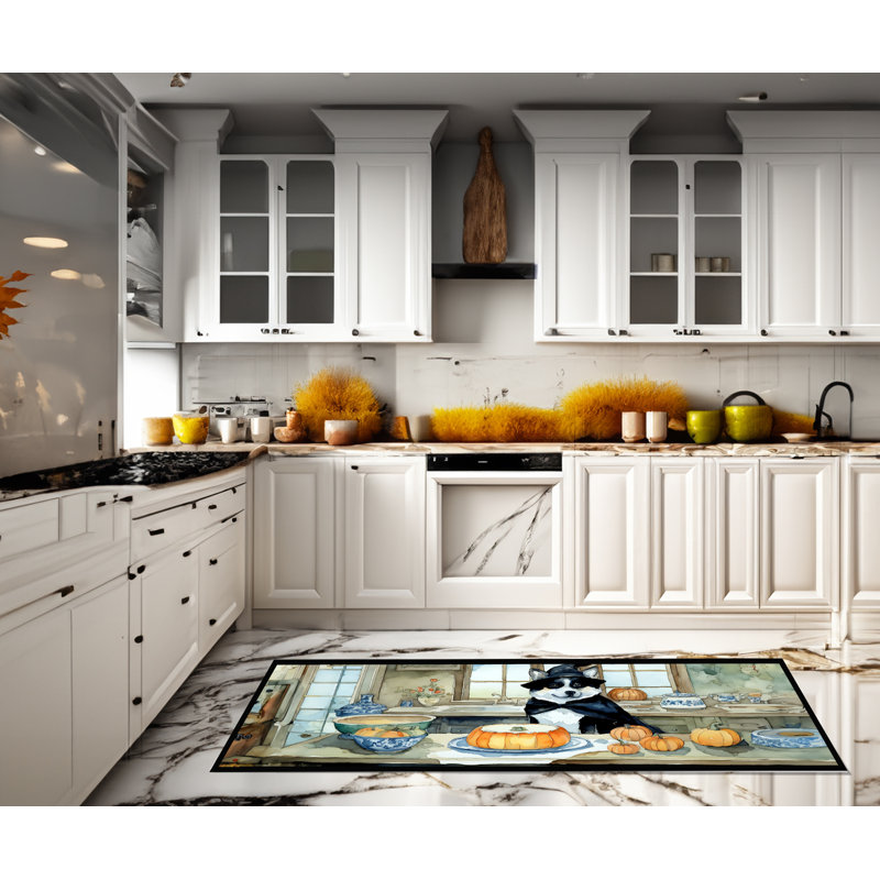 Akita Fall Kitchen Pumpkins Runner Mat 28x58