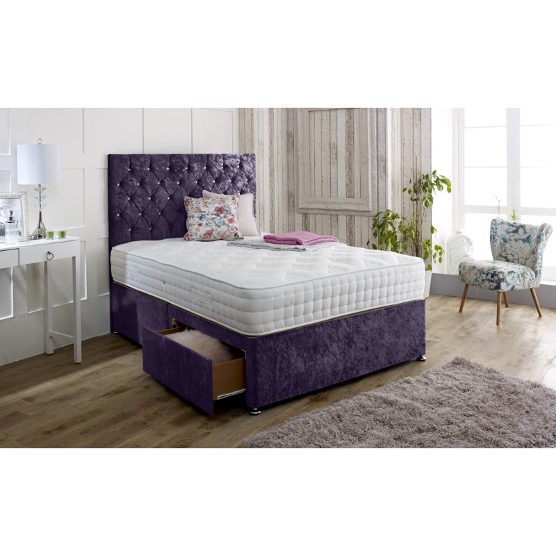 Auburn Divan Bed Base, Lilac, No Drawer, Double (4'6)