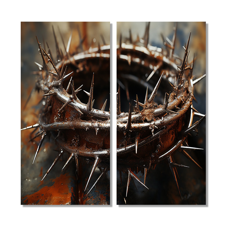 «Crown of Thorns Christianity I», art mural sur toile Christianisme spirituel, H 40 po x l 40 po, Toile tendue