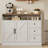 47.2 Inch Sideboard Buffet Cabinet with Built-in Power Outlets, Farmhouse Kitchen Buffet Storage Cabinet with 2 Barn Doors, 3 Drawers & a Large Open Shelf for Living Room, Dining Room, White-1869896248