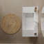 Meuble-lavabo de salle de bain avec lavabo vasque, lavabo flottant rectangulaire intégré en acrylique intégré sans robinet, étagère rayée