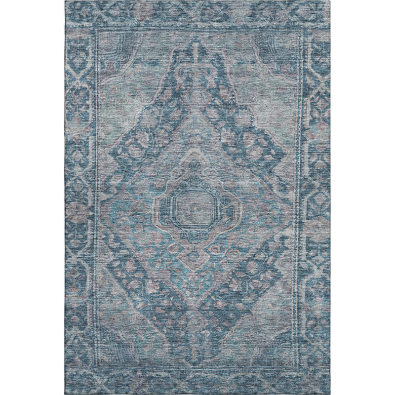 Premium Machine Washable Lubbers AMF1761 Border Rug, Rectangle 10' x 14'