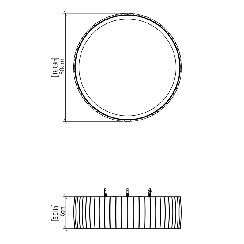 Plafonnier encastré 1 lumière DEL Barrel, H 5,94 po x l 23,88 po x P 23,88 po, Gris organique