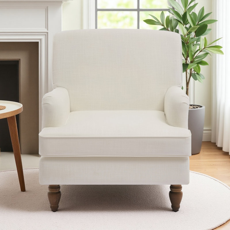 Fauteuil rembourré Havencrest, Crème ; lin